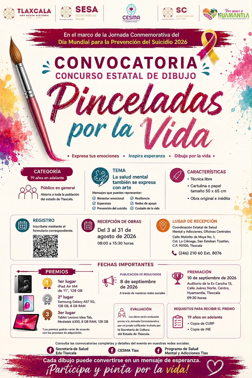 Convocan a participar en el Concurso Estatal de Dibujo 'Pinceladas por la Vida'